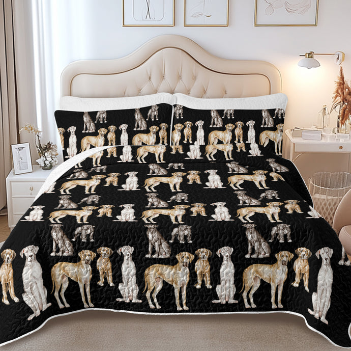 Watercolor Delight Great Danes Quilted Bedding Set-Bedding-Bedding,Blankets,Christmas,Home Decor-5