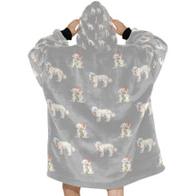 Load image into Gallery viewer, Watercolor Delight Great Pyrenees Christmas Blanket Hoodie-Blanket-Apparel, Blanket Hoodie, Blankets, Christmas, Dog Mom Gifts, Great Pyrenees-36