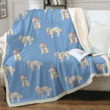 Load image into Gallery viewer, Watercolor Delight Great Pyrenees Christmas Fleece Blanket - 8 Colors-Blanket-Bedding, Blankets, Christmas, Great Pyrenees, Home Decor-Sky Blue-Single-6