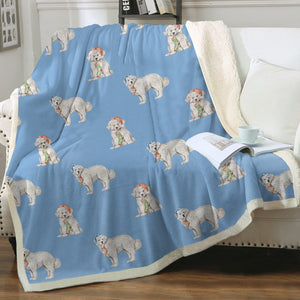 Watercolor Delight Great Pyrenees Christmas Fleece Blanket - 8 Colors-Blanket-Bedding, Blankets, Christmas, Great Pyrenees, Home Decor-Sky Blue-Single-6