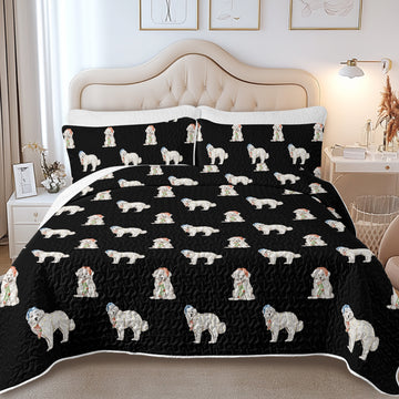 Watercolor Delight Great Pyrenees Christmas Quilted Bedding Set-Bedding-Bedding,Blankets,Christmas,Home Decor-10
