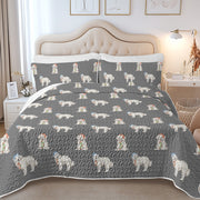 Watercolor Delight Great Pyrenees Christmas Quilted Bedding Set-Bedding-Bedding,Blankets,Christmas,Home Decor-9