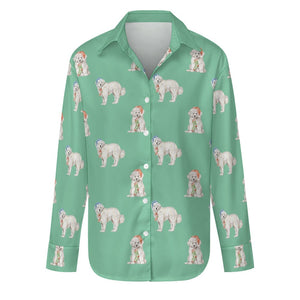 Watercolor Delight Great Pyrenees Christmas Women's Shirt-Apparel-Apparel, Dog Mom Gifts, Great Pyrenees, Shirt-Mint Green-S-29