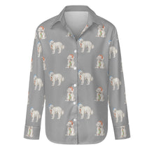 Load image into Gallery viewer, Watercolor Delight Great Pyrenees Christmas Women&#39;s Shirt-Apparel-Apparel, Dog Mom Gifts, Great Pyrenees, Shirt-Parisian Gray-S-35