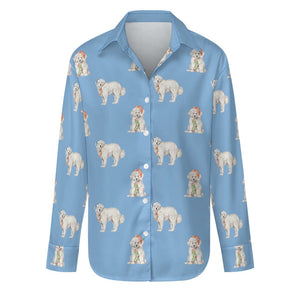 Watercolor Delight Great Pyrenees Christmas Women's Shirt-Apparel-Apparel, Dog Mom Gifts, Great Pyrenees, Shirt-Sky Blue-S-23