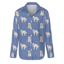 Load image into Gallery viewer, Watercolor Delight Great Pyrenees Christmas Women&#39;s Shirt-Apparel-Apparel, Dog Mom Gifts, Great Pyrenees, Shirt-Slate Blue-S-26