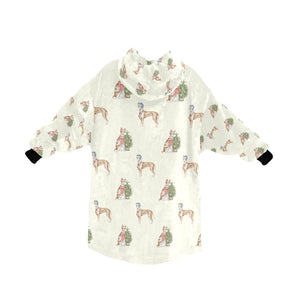 Watercolor Delight Ibizan Hound Christmas Blanket Hoodie-Blanket-Apparel, Blanket Hoodie, Blankets, Christmas, Dog Mom Gifts, Ibizan Hound-14