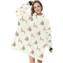 Load image into Gallery viewer, Watercolor Delight Ibizan Hound Christmas Blanket Hoodie-Blanket-Apparel, Blanket Hoodie, Blankets, Christmas, Dog Mom Gifts, Ibizan Hound-3