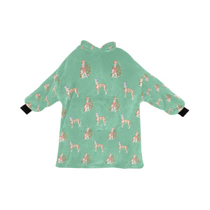 Watercolor Delight Ibizan Hound Christmas Blanket Hoodie-Blanket-Apparel, Blanket Hoodie, Blankets, Christmas, Dog Mom Gifts, Ibizan Hound-Mint Green-ONE SIZE-28