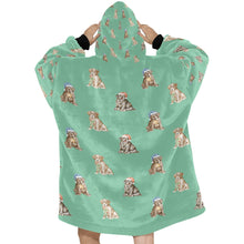 Load image into Gallery viewer, Watercolor Delight Labrador Puppies Christmas Blanket Hoodie-Blanket-Apparel, Blanket Hoodie, Blankets, Dog Mom Gifts, Labrador-30