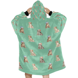 Watercolor Delight Labrador Puppies Christmas Blanket Hoodie-Blanket-Apparel, Blanket Hoodie, Blankets, Dog Mom Gifts, Labrador-30