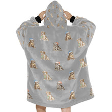 Load image into Gallery viewer, Watercolor Delight Labrador Puppies Christmas Blanket Hoodie-Blanket-Apparel, Blanket Hoodie, Blankets, Dog Mom Gifts, Labrador-36