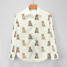 Load image into Gallery viewer, Watercolor Delight Labrador Puppies Christmas Women's Shirt-Apparel-Apparel, Christmas, Dog Mom Gifts, Labrador, Shirt-13