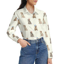 Load image into Gallery viewer, Watercolor Delight Labrador Puppies Christmas Women's Shirt-Apparel-Apparel, Christmas, Dog Mom Gifts, Labrador, Shirt-34