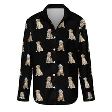 Load image into Gallery viewer, Watercolor Delight Labrador Puppies Christmas Women's Shirt-Apparel-Apparel, Christmas, Dog Mom Gifts, Labrador, Shirt-Black-S-11