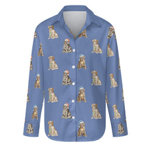 Load image into Gallery viewer, Watercolor Delight Labrador Puppies Christmas Women's Shirt-Apparel-Apparel, Christmas, Dog Mom Gifts, Labrador, Shirt-CornflowerBlue-S-23