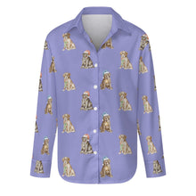 Load image into Gallery viewer, Watercolor Delight Labrador Puppies Christmas Women's Shirt-Apparel-Apparel, Christmas, Dog Mom Gifts, Labrador, Shirt-CornflowerBlue_1-S-29