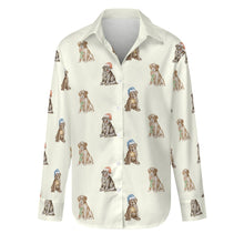 Load image into Gallery viewer, Watercolor Delight Labrador Puppies Christmas Women's Shirt-Apparel-Apparel, Christmas, Dog Mom Gifts, Labrador, Shirt-Ivory-S-17
