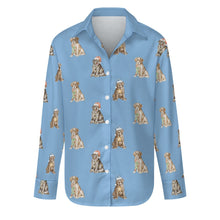 Load image into Gallery viewer, Watercolor Delight Labrador Puppies Christmas Women's Shirt-Apparel-Apparel, Christmas, Dog Mom Gifts, Labrador, Shirt-LightSkyBlue-S-20