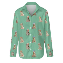 Load image into Gallery viewer, Watercolor Delight Labrador Puppies Christmas Women's Shirt-Apparel-Apparel, Christmas, Dog Mom Gifts, Labrador, Shirt-MediumAquaMarine-S-26