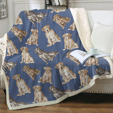 Load image into Gallery viewer, Watercolor Delight Labradors Warm Sherpa Fleece Blanket - 8 Colors-Blanket-Bedding, Black Labrador, Blankets, Chocolate Labrador, Home Decor, Labrador-Cornflower Blue-Single-20