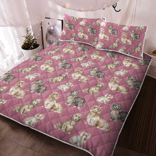Load image into Gallery viewer, Watercolor Delight Long Haired Dachshunds Quilted Bedding Set-Bedding-Bedding, Blankets, Dachshund, Home Decor-3