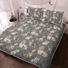 Load image into Gallery viewer, Watercolor Delight Long Haired Dachshunds Quilted Bedding Set-Bedding-Bedding, Blankets, Dachshund, Home Decor-Parisian Gray-With Matching Pillowcases-Twin-13