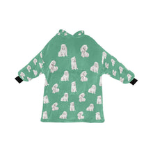 Load image into Gallery viewer, Watercolor Delight Samoyeds Blanket Hoodie-Blanket-Apparel, Blanket Hoodie, Blankets, Dog Mom Gifts, Samoyed-Mint Green-ONE SIZE-23