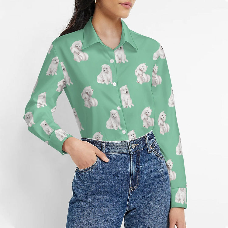 Watercolor Delight Samoyeds Womens Shirt 9 Colors 750x