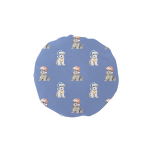 Watercolor Delight Schnauzer Puppies Christmas Elastic Reusable Shower Caps-Accessories-Accessories, Christmas, Dog Mom Gifts, Schnauzer-Slate Blue-ONE SIZE-9