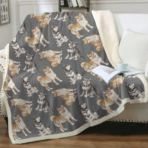 Watercolor Delight Shiba Inu Sherpa Fleece Blanket - 8 Colors-Blanket-Bedding, Blankets, Home Decor, Shiba Inu-22