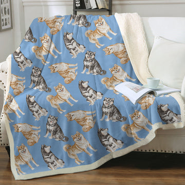 Watercolor Delight Shiba Inu Sherpa Fleece Blanket 8 Colors Sky Blue Single 360x