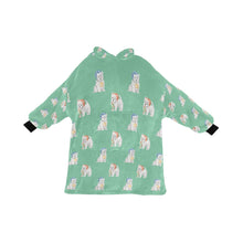 Load image into Gallery viewer, Watercolor Delight Westie Puppies Christmas Blanket Hoodie-Blanket-Apparel, Blanket Hoodie, Blankets, Dog Mom Gifts, West Highland Terrier-Mint Green-ONE SIZE-28