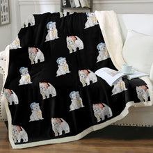 Load image into Gallery viewer, Watercolor Delight Westie Puppies Christmas Fleece Blanket - 8 Colors-Blanket-Bedding, Blankets, Christmas, Home Decor, West Highland Terrier-Midnight Black-Single-16