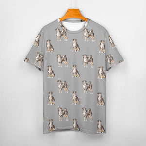 Watercolor Elegance Appenzeller Sennenhunds Men's Cotton T-Shirt-Apparel-Apparel, Appenzeller Sennenhund, Christmas, Dog Dad Gifts, Shirt, T Shirt-S-Parisian Gray-13