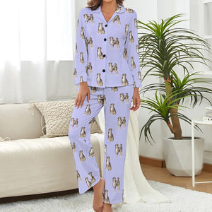 Watercolor Elegance Appenzeller Sennenhunds Pajamas Set for Women-Pajamas-Apparel, Appenzeller Sennenhund, Christmas, Dog Mom Gifts, Pajamas-S-LightSteelBlue-21