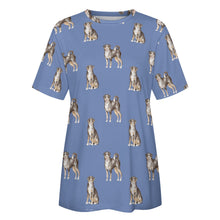 Load image into Gallery viewer, Watercolor Elegance Appenzeller Sennenhunds Women&#39;s Cotton T-Shirt AOP-Apparel-Apparel, Appenzeller Sennenhund, Christmas, Dog Mom Gifts, Shirt, T Shirt-24