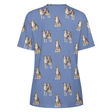 Load image into Gallery viewer, Watercolor Elegance Appenzeller Sennenhunds Women&#39;s Cotton T-Shirt AOP-Apparel-Apparel, Appenzeller Sennenhund, Christmas, Dog Mom Gifts, Shirt, T Shirt-25