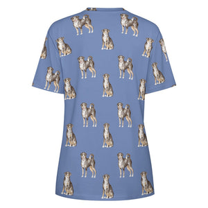 Watercolor Elegance Appenzeller Sennenhunds Women's Cotton T-Shirt AOP-Apparel-Apparel, Appenzeller Sennenhund, Christmas, Dog Mom Gifts, Shirt, T Shirt-25