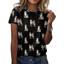 Load image into Gallery viewer, Watercolor Elegance Appenzeller Sennenhunds Women&#39;s Cotton T-Shirt AOP-Apparel-Apparel, Appenzeller Sennenhund, Christmas, Dog Mom Gifts, Shirt, T Shirt-2XS-Midnight Black-8