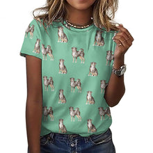 Load image into Gallery viewer, Watercolor Elegance Appenzeller Sennenhunds Women&#39;s Cotton T-Shirt AOP-Apparel-Apparel, Appenzeller Sennenhund, Christmas, Dog Mom Gifts, Shirt, T Shirt-2XS-Mint Green-28