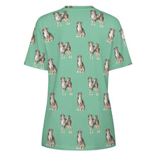 Load image into Gallery viewer, Watercolor Elegance Appenzeller Sennenhunds Women&#39;s Cotton T-Shirt AOP-Apparel-Apparel, Appenzeller Sennenhund, Christmas, Dog Mom Gifts, Shirt, T Shirt-30