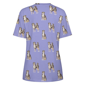 Watercolor Elegance Appenzeller Sennenhunds Women's Cotton T-Shirt AOP-Apparel-Apparel, Appenzeller Sennenhund, Christmas, Dog Mom Gifts, Shirt, T Shirt-38