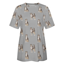 Load image into Gallery viewer, Watercolor Elegance Appenzeller Sennenhunds Women&#39;s Cotton T-Shirt AOP-Apparel-Apparel, Appenzeller Sennenhund, Christmas, Dog Mom Gifts, Shirt, T Shirt-39