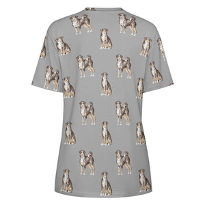 Watercolor Elegance Appenzeller Sennenhunds Women's Cotton T-Shirt AOP-Apparel-Apparel, Appenzeller Sennenhund, Christmas, Dog Mom Gifts, Shirt, T Shirt-40