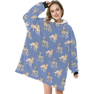 Watercolor Elegance Australian Blue Heeler Blanket Hoodie-15