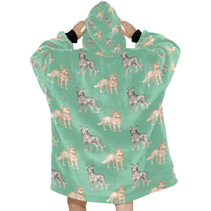 Watercolor Elegance Australian Blue Heeler Blanket Hoodie-21