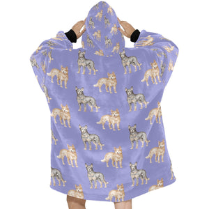 Watercolor Elegance Australian Blue Heeler Blanket Hoodie-23