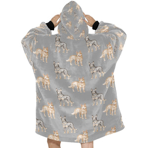 Watercolor Elegance Australian Blue Heeler Blanket Hoodie-28