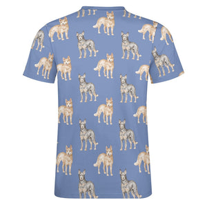 Watercolor Elegance Australian Blue Heeler Men's Cotton T-Shirt-9